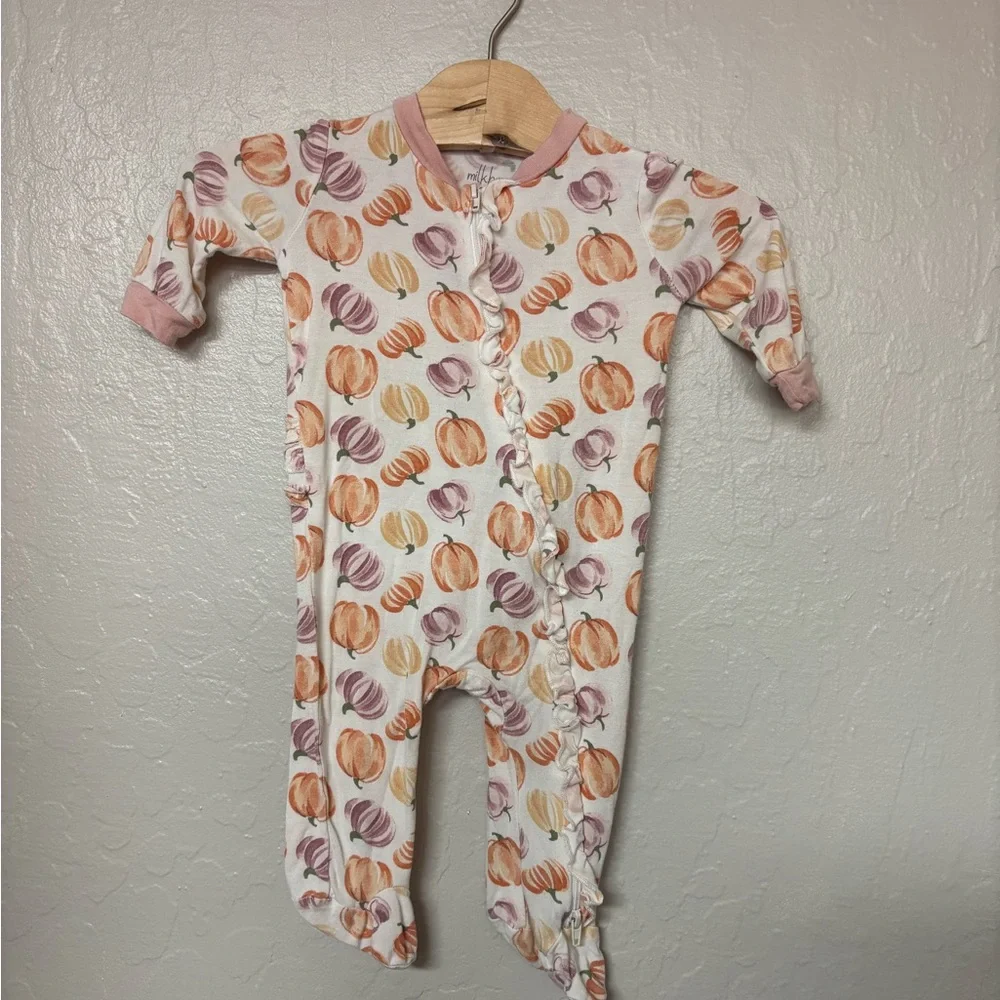 $12 ADD ON bamboo pumpkin footie 0-3M caden lane Little‎ Sleepies halloween